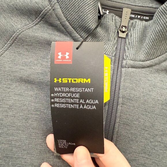 Men Under Armour Storm SweaterFleece Quarter Zip Sweatshirt Dark Gray Size Small - Picture 8 of 11